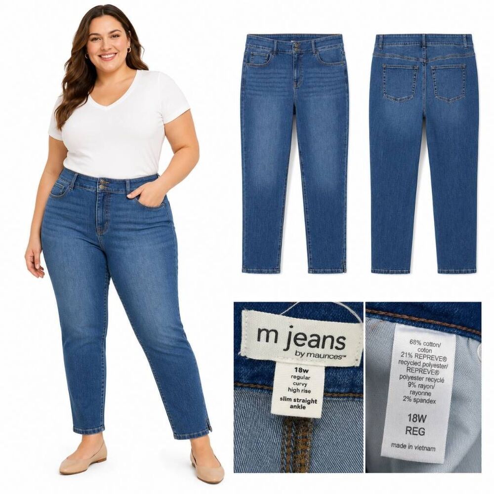 M Jeans by Maurices 18W Curvy High Rise Slim Straight Denim